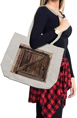 Bolsa de compras rústicas de Ambesonne, porta deslizante envelhecida com textura rústica estampa rural arquitetônica