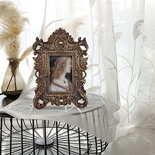 Siswim Photo Frame Frame europeu em relevo quadro montado na parede Vintage Gold Gold Vertical e Requintado Álbum de Foto de Desktop