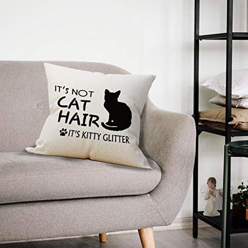 Mancheng-zi não é cabelos de gato é gatinho de travesseiro de arremesso de brilho, travesseiro engraçado de gato, decoração de
