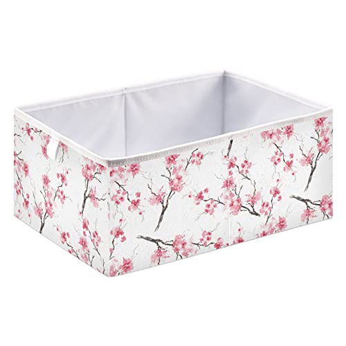 CREAR BLOSSOM FLOR CUBE DE ARMAZENAGEM DE BING BIN DE ARMAZENDO COMPORTAÇÃO Cesta de brinquedos à prova d'água para caixas de organizador de cubos para brinquedos Closet infantil Berçário Meninas Livro de roupas para meninos - 15.75x10.63x6.96 em