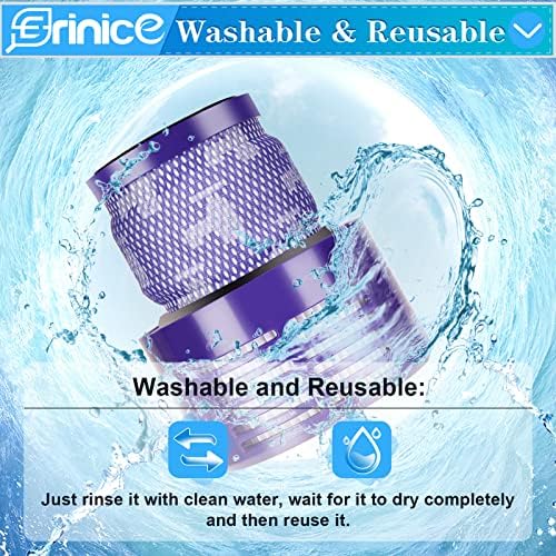 Erinice para Dyson Filter V10, V10 Animal Motorhead absoluto Total Limpo Ciclone Série Ciclone Vacuum, SV12 Para substituições de filtro Dyson, substitui a parte nº 969082-01, 2 filtros de pacote