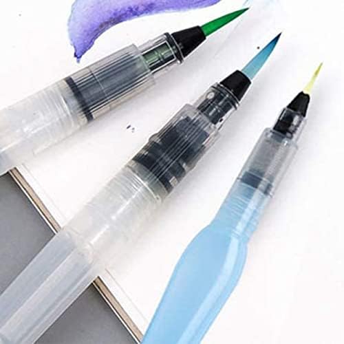 Conjunto de canetas de escova de aquarela, lápis de cor solúvel em água recarregável, marcadores de base de água da cor da cor da água para iniciantes, pigmentos em pó ou de cores sólidas