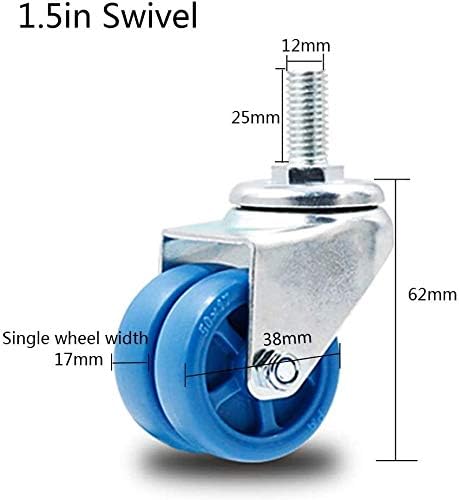 Yiwango rodas de rodas giratórias industriais giratórios giratórios de móveis M12 parafuso parafusado （conjunto de 4）, roda dupla, 300