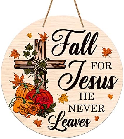 Facraft cair no sinal de Jesus para decorações de casas 11.5 Abóbora religiosa Ele nunca deixa o sinal de decoração de outono,