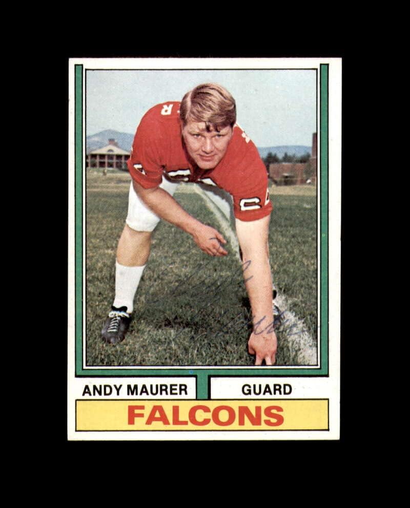 Andy Maurer assinado à mão de 1974 Topps Atlanta Falcons Autograph