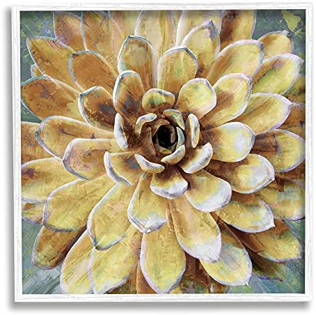 Stuell Industries Indústrias Amarelas Botânica Suculenta Bloom Pintura, Design de Lindsay Benson Branco Arte da