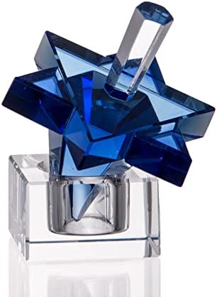 Qualidade Judaica decorativa Display Dreidel com Stand, Star of David - Blue