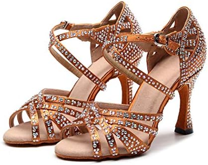 Mgm-joymod feminino peep dedo cross strap strinstones tango social salão latino sapatos de dança moderna sandálias