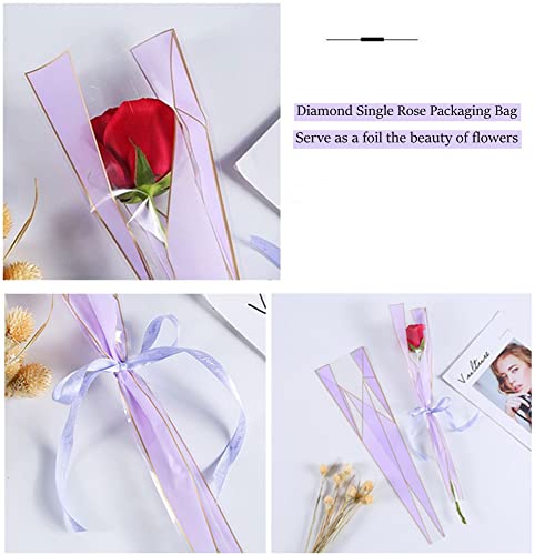 60pcs Bolsa de embalagem de rosas única, 6 cores papel de flores impermeabilizadas, dia dos namorados no dia dos namorados