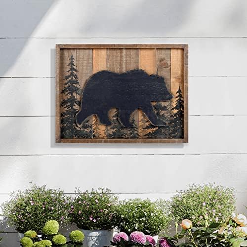 Decoração de parede de cabine de cabine de casa nikky, 3d urso florestas florestas florestas de floresta selvagem Lodge animal picture arte decoração de banheiro, 16 x 12 polegadas