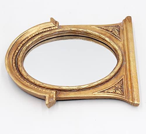 EAOUNDM 8,3 x 7,1 polegadas de resina antiga moldura decorativa espelho de parede vintage espelhos pendurados espelhos de mesa oval de ouro oval