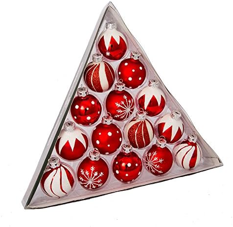 Kurt S. Adler C1852 Kurt Adler 1,57 polegadas Red/White Decorado Ball Ornament de 15, 15 contagem para o Natal