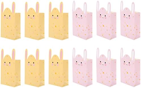 Aboofan 12pcs Páscoa Páscoa sacos de presente Bunny Favor Godies Bags Bolsa de doces Compras de mercadorias de varejo para suprimentos de festa de Páscoa