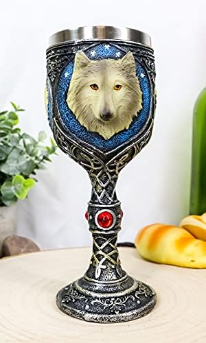 Presente EBROS Alpha Grey Wolf Celtic Magic 7oz Wine Chalice Copo Copo Timberwolf Wolves Direwolf Pack Kitchen Hosting Decorativo para beber bebida