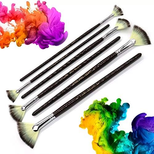 WXBDD 6PCS em forma de fã de nylon gancho de gancho de aquarela pincel de pintura de aquarela para pintura de pintura de