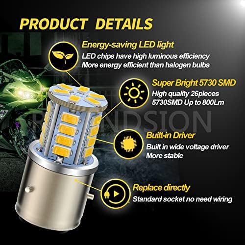 Ruiansion BA21D LED BULBO DE FARECTILIZADO DC 6-30V SUPER BRILHO AMARELO BRIMEL