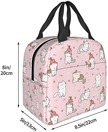 EchoseRein Fete de desenho animado Cat Pink Bag Kawaii lancheira isolada lancheira reutilizável lanchonete à prova d'água Tarola portátil para mulheres meninas