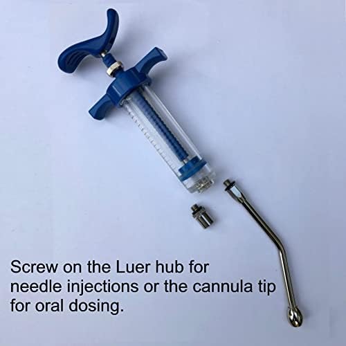 Kit de seringa veterinária reutilizável da AGRI-PRO PLEX. Inclui Luer Hub para agulhas e porta rosqueada para o bico de