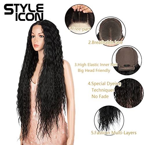 Ícone de estilo Easy-360 Lace Wigs 36 Parte de renda grátis perucas frontais super longas peruca sintética de peruca