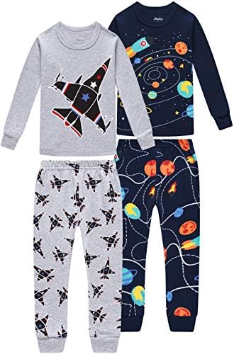 Pijama de dinossauro para meninos brilho no escuro PJS Criança Sleepwear Awear Children Cotton 2 Pcs Roupas