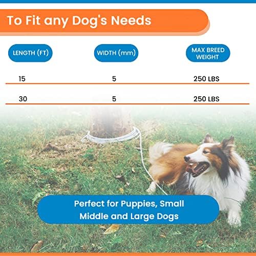Iunpvet Cable se amarra para cães, 15/30 pés de cães à prova de cães para quintal, acampamento, parque, fora, perfeito para cães grandes ou pequenos
