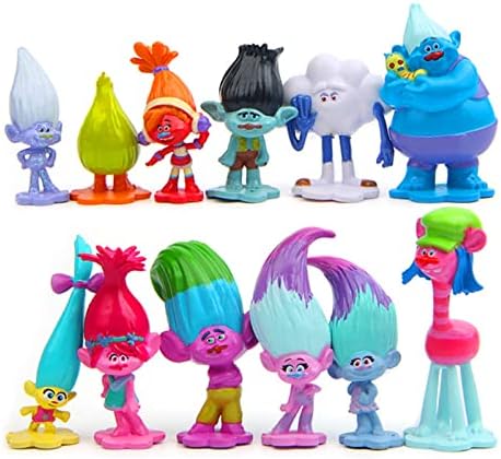 12 PCs Troll Toys, 1,58 -2,8 Figura de ação de trolls Toys, Mini Troll Figura Decoração de Party Troll Dolls for Kids Birthday Party