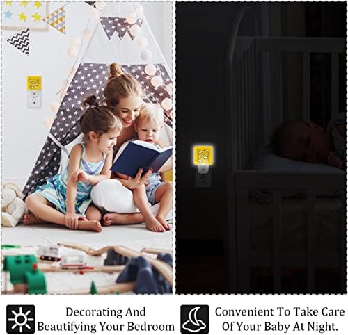 Zoo amarelo animal LED Night Light, Kids Nightlights for Bedroom Plug in Wall Night Lamp Brilho ajustável para escadas do quarto