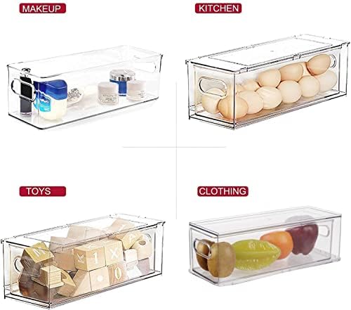 Abiudeng 2 Pack Packable Refrigerator Organizer Bins com gaveta de tração, organizador de gaveta de geladeira transparível