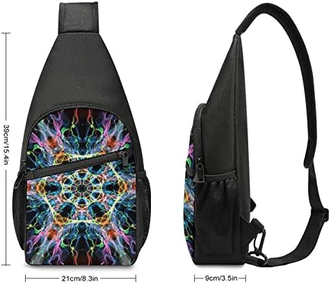 Geometria sagrada Treneling Sling Bag Casual Crosualbody ombro mochila Backping Saco de peito leve para caminhada de viagem