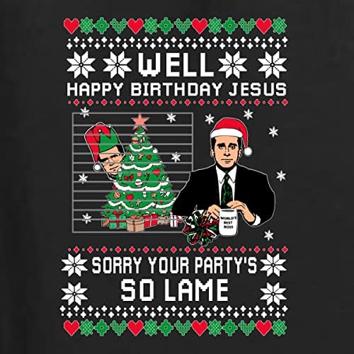 Bem feliz aniversário Jesus Office engraçado Office Sweater de Natal Feia Crewneck Sweatshirt gráfico