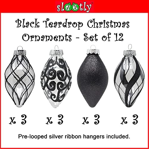 Ornamentos de árvore de Natal de Black Black 2023 Conjunto de bola para decorações - Bolas de Natal grandes à prova de quebra, pendente