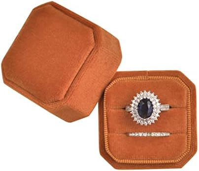 Nicgor Velvet Ring Box slots, presentes para propostas de engajamento e fotografias da aliança de casamento - Caixas de anel de jóias de octógono