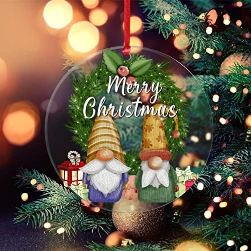 Ornamento de lembrança Feliz Christmas Christmas Gnome acrílico Ornamentos de Natal Papai Noel Gnomos Greante verde Melhores presentes para o presente de férias de Natal