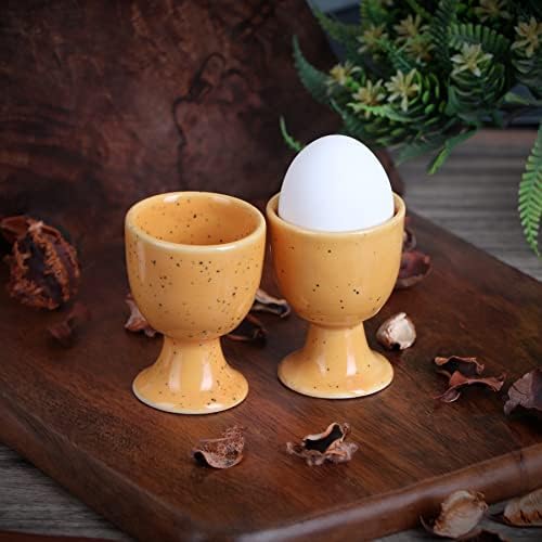 Suporte de ovo cozido macio | Conjunto de xícara de ovo de cerâmica | Cerâmica portador de ovos cerâmica Conjunto de presentes de inauguração de 4