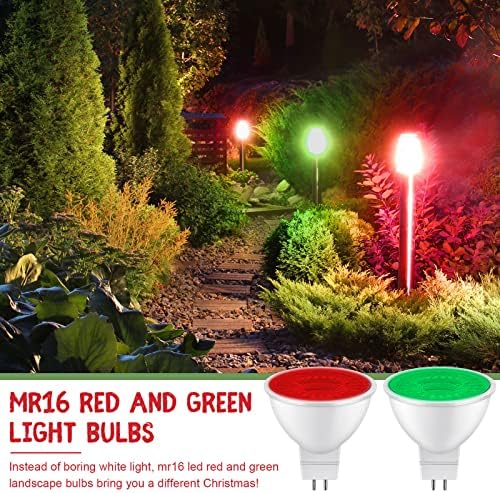 6 peças de natal vermelho e verde MR16 lâmpada LED 12V 6W Bulbos verdes verdes para decoração de férias de Natal Festa de iluminação de paisagem ao ar livre