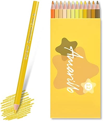 qianshan 12 lápis de cor amarela Baseado em óleo baseado em madeira pré-nabarada conjunto de lápis colorido para adultos para colorir livros de desenho de materiais de arte de desenho, sem duplicados