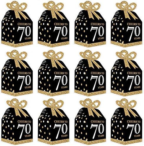 Big Dot of Happiness Adult 70th Birthday - Gold - Square Favor Gift Boxes - Birthday Party Box Boxes - Conjunto de 12