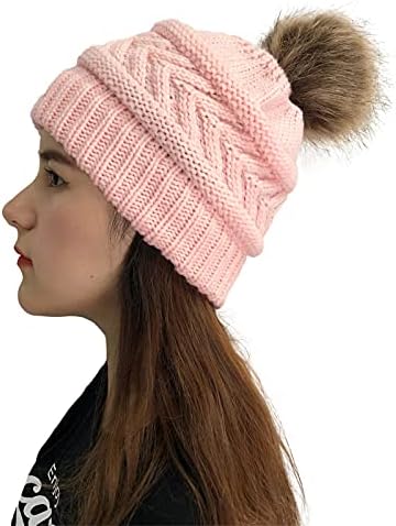 Chapéus de pelúcia para mulheres clássicas moda chunky chapéu malha faneia raposa chapéu lavável chapéus ao ar livre tampa de esqui