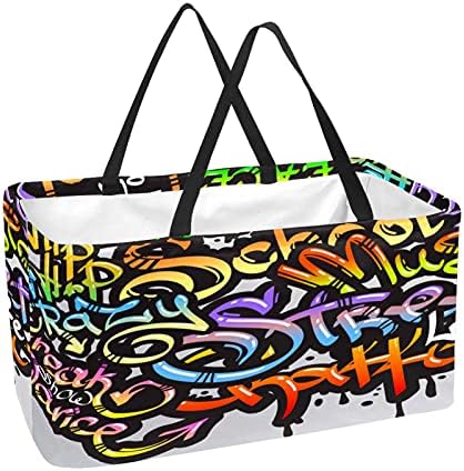 50l Shopper Bags Graffiti Parede Fundo Caixa de compras colapsível Bolsa de compras com alças, reutilizável