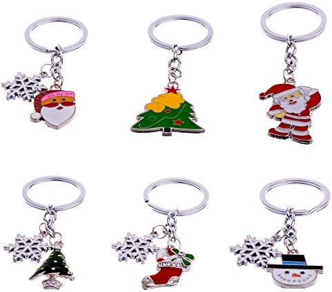 Bestoyard bote mini árvore de natal e snowflake bola bolsa chaveiro anel de chave decorativa de carros -chave de bugigina