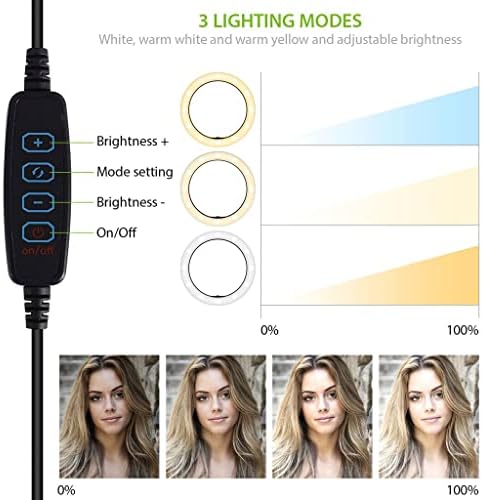 Anel de selfie brilhante Tri-Color Light Compatível com seu Micromax Q392 10 polegadas com remoto para transmissão