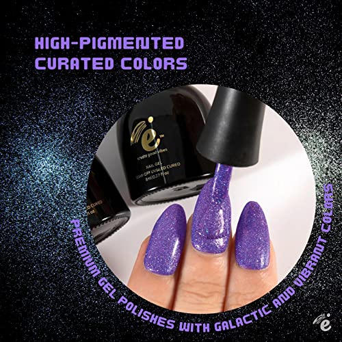 EIIII Reflexivo Glitter Gel Gel Pco 1 PC, unhas holográficas de glitter roxo, gel de glitter unhas UV/LED curado mani, cateye fácil e pregos de brilho roxo densos esmalte gel