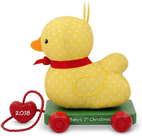 Ornamento de Natal de Keetake Keetake de 2018, datado do ano, primeiro Natal do bebê, tecido e madeira