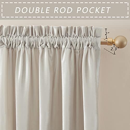 Cortinas de creme de prímula 96 polegadas para sala de estar a veludo blecaut de bolso de bolso cortinas de janela de tratamento