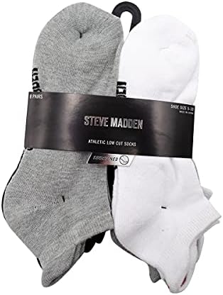 Meias de tornozelo de Steve Madden para mulheres 8 pares, meias esportivas esportivas esportivas esportivas de corrida e de baixo corte almofadadas, meias de malha sem show
