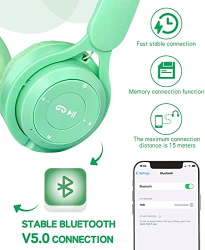 fones de ouvido Bluetooth, fones de ouvido sem fio para crianças com microfone embutido, ouvido crianças fones de ouvido sem fio dobrável Aux 3,5 mm para meninos para meninos smartphone ipad tablet