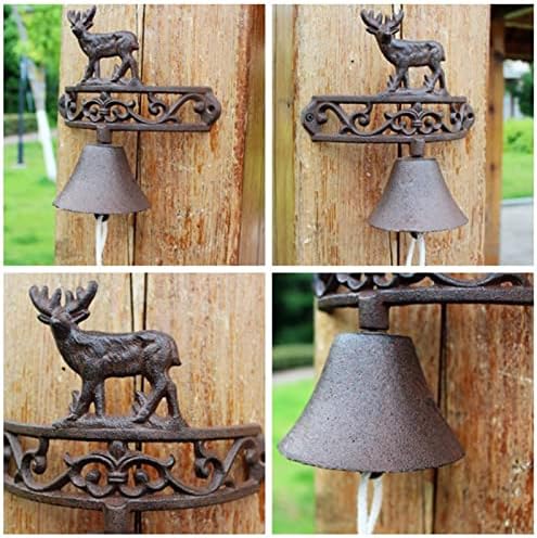 Kbuys Hand Crank Dank Cell Vintage Deer pendurando sinal de porta de ferro fundido sino de ferro fundido