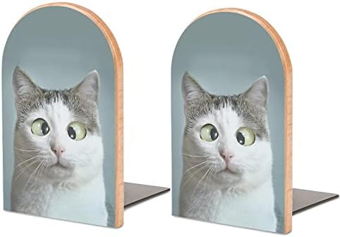 O livro de gatos de olho engraçado termina para as prateleiras, titular de livros de madeira para biblioteca escolar escolar em casa, decoração de estudo