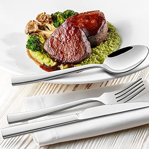 Talheres de 77 peças Conjunto com facas de bife, utensílios de talheres de aço inoxidável sólidos, conjunto de utensílios