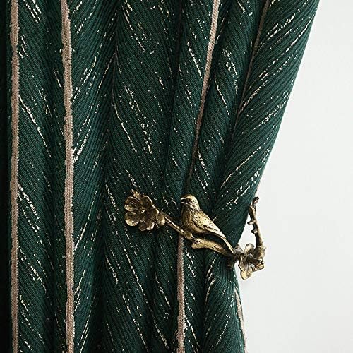 1 par de luxo americano de luxo retro verde cortinas ósseo quarto escurecendo cortinas verdes e douradas para quarto da